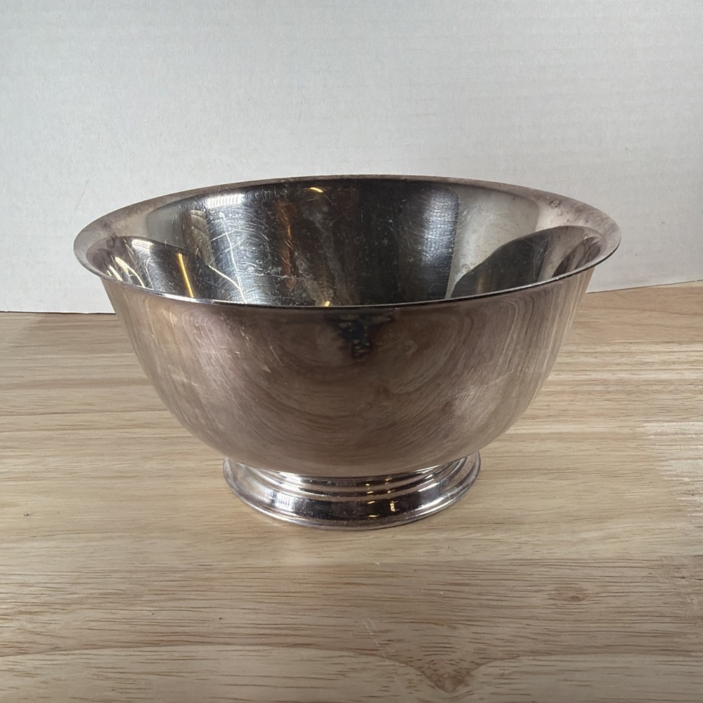 REVERE BOWL Silver Plated Paul Revere Reproduction Footed Bowl 6" Oneida